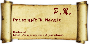 Prisznyák Margit névjegykártya